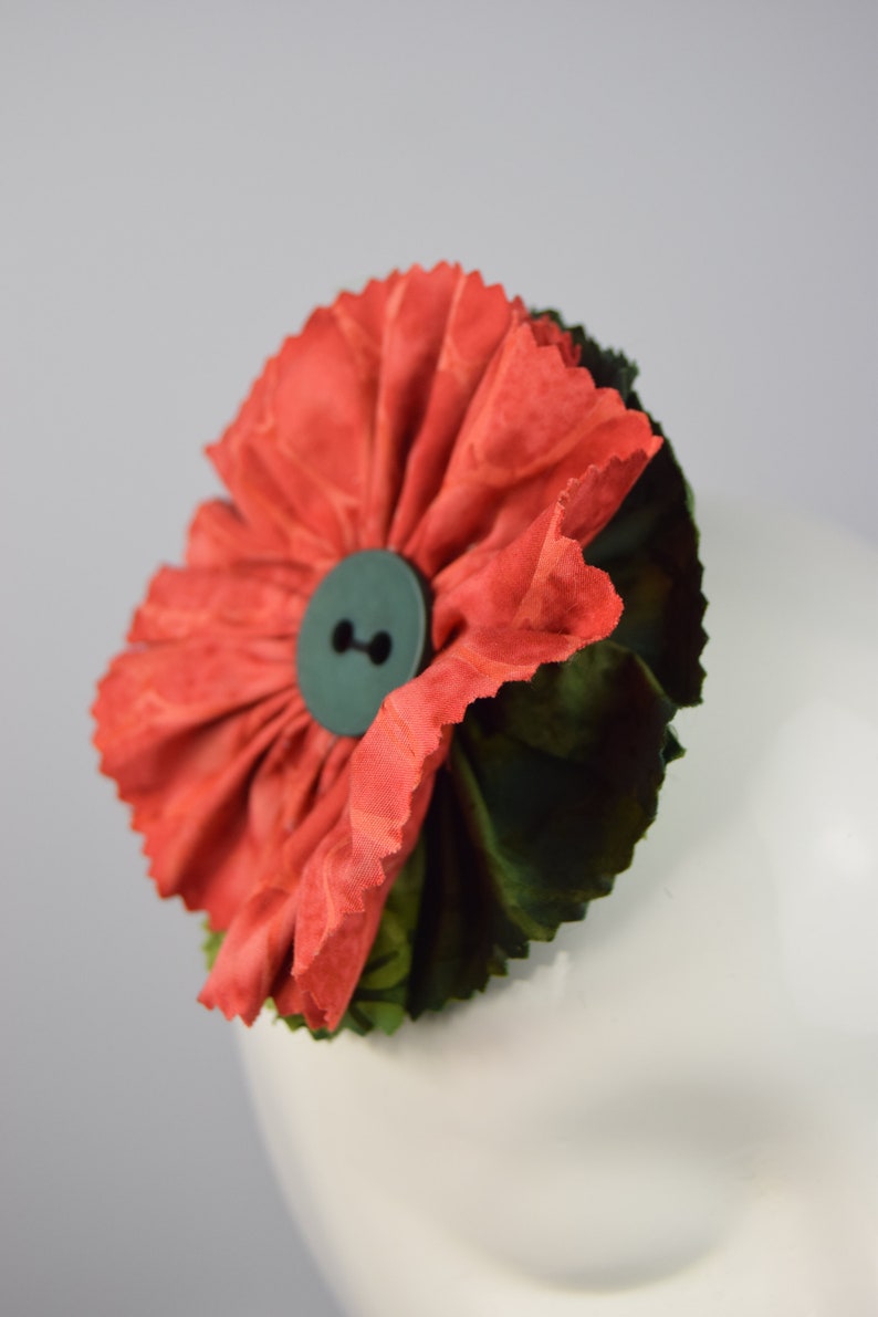 Cloth Rosette Hair Rosette Ethnic Hairclip Orange Batik Cloth Hair Flower Cloth Fascinator Ethnic Print Flower Button Flower