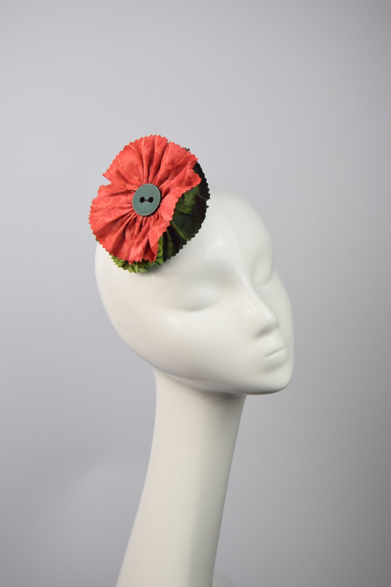 Cloth Rosette Hair Rosette Ethnic Hairclip Orange Batik Cloth Hair Flower Cloth Fascinator Ethnic Print Flower Button Flower
