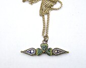 Victorian Micro Mosaic Shamrock Pendant and Chain