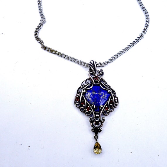 Natural Labradorite /& Green Amethyst Gemstone 925 Sterling Silver Plated Heart ShapePendant Vintage Pendant Tribal Jewelry Mother/'s day Gift