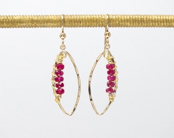 Ruby 14K Gold Fill Hoop Earrings: July Birthstone Gift