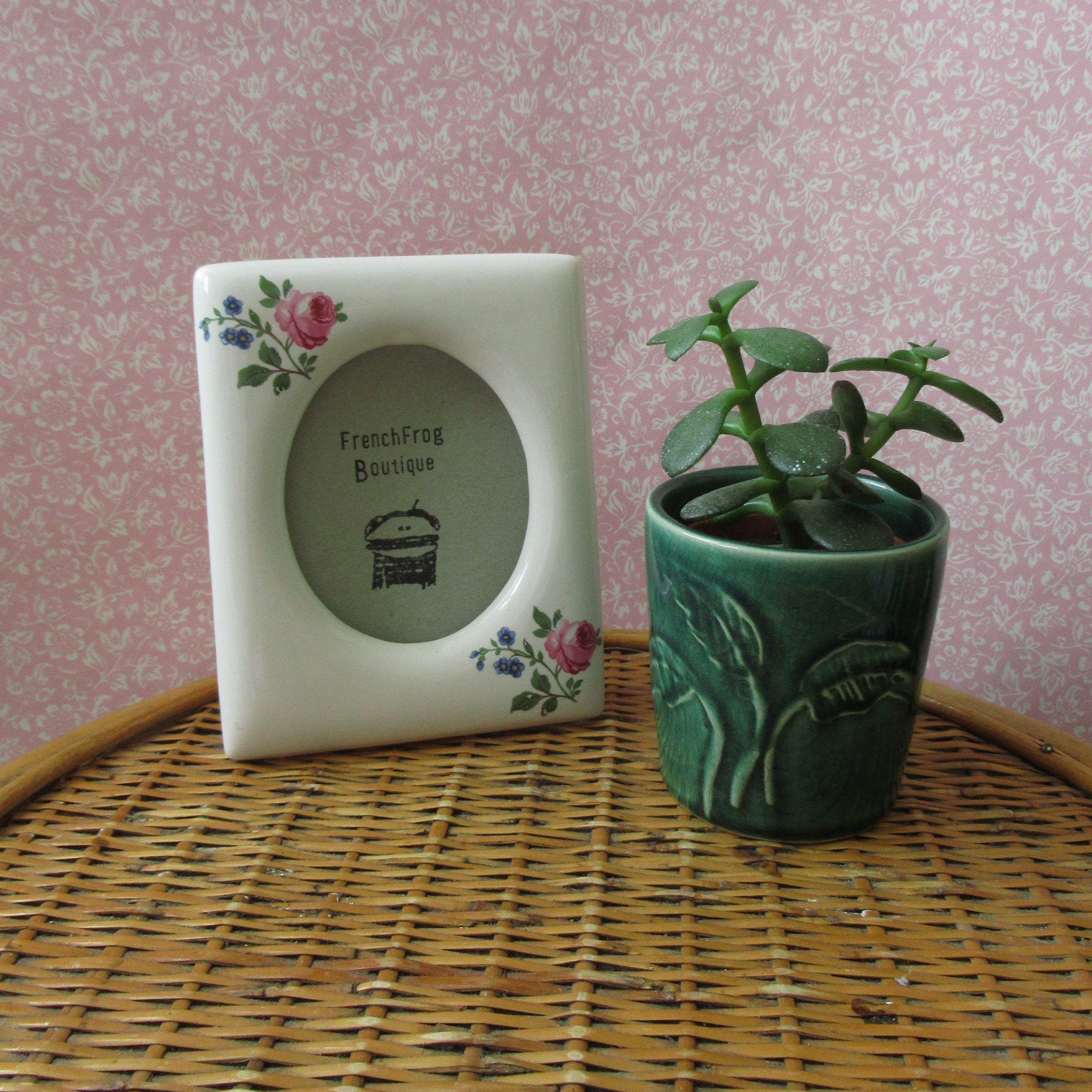 Rose Floral Porcelain Picture Photo Frame Vintage Retro Etsy