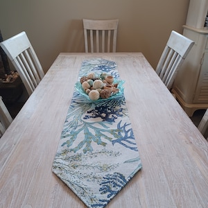 Coastal Table Runner- Coral Reef in Multi/Blues/Green (10&quot; Width)
