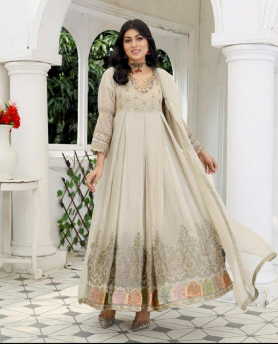 Indian Paded Long Gown Anarkoli Dress, India Pakistani Desi Outfit, USA Seller