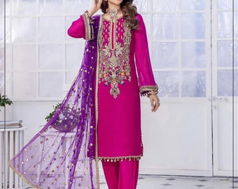 Pakistani designer salwar suit,wedding,eid outfit ready to wear, salwar kamez, desi outfit, Indian pakistani salwar suit,hot pink salwar