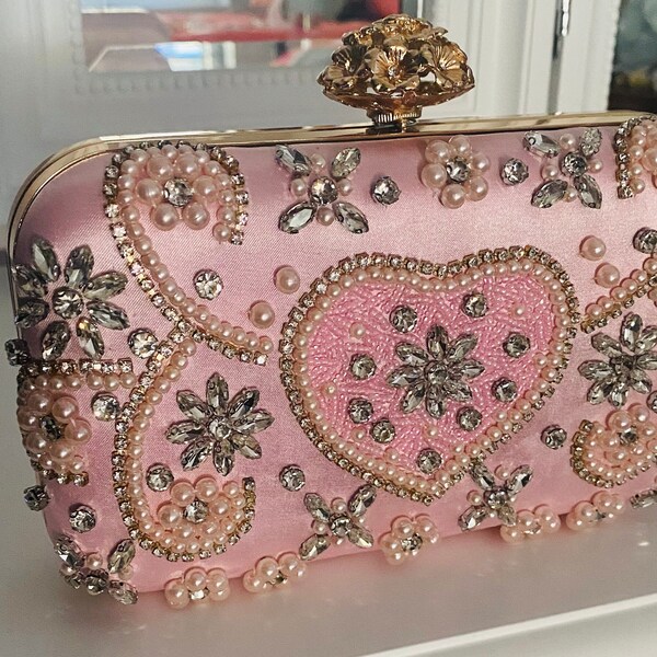 Indian handmade purse, Indian clutch, Bollywood clutch, desi clutch, clutches , pink