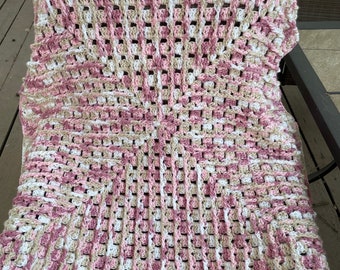 Mosaic Stitch Baby Blanket: Soft Rosewood Caron Yarn