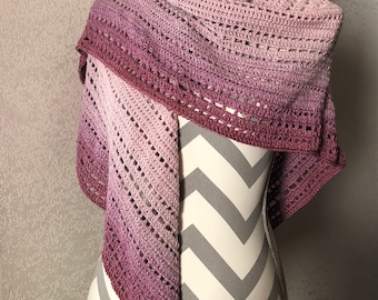 Mauve Crochet Shawl: Cotton Blend Spring Wrap