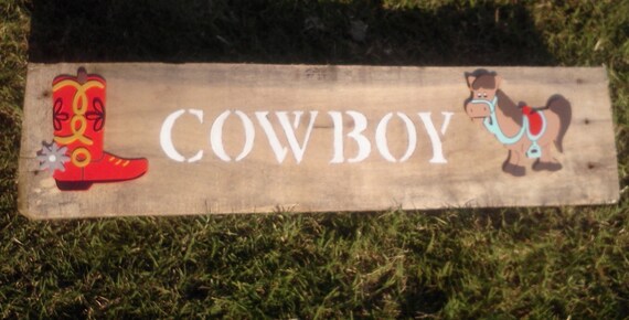 Items similar to Rustic Handmade Cowboy Sign. Great for a little boy on ...