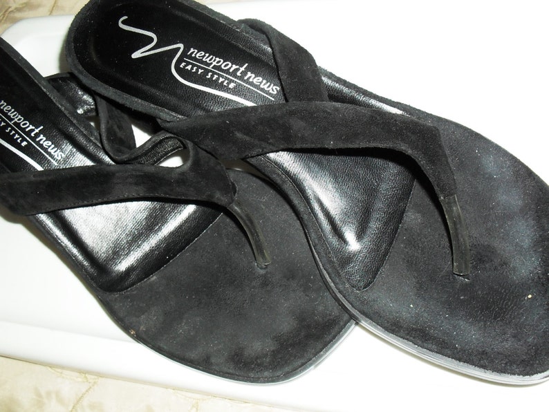 With block heel 2 14 Size 8 12 Newport News ON SALE made in China. Ladies black suede high heeled sandals