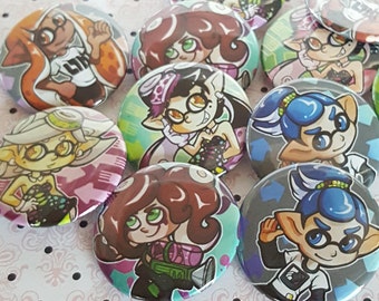 Eingestellt (SALE) 1.5 "Splatoon Button Set-Inklings, Callie, Marie und Octoling."