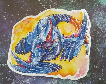 Nargacuga Sticker - Weather Resistant Matte, Watercolor Design
