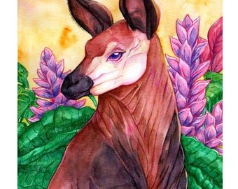 Okapi Sunset Artisan Baumwolldruck 8,5x11