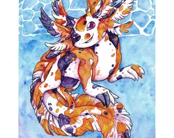 Glückspilz Koi Axolotl Baumwolldruck 21x26 cm