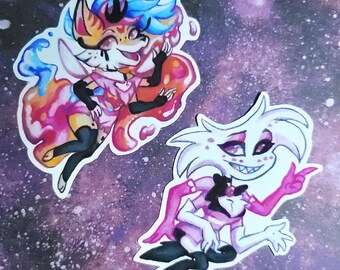 Hazbin/Helluva Handmade Stickers Beezlbub and Angel dust