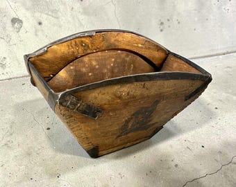 Antique Chinese Wood Rice Bucket Bowl Dou