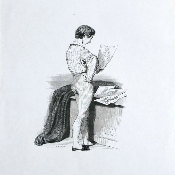 Printed drawing illustration signed matador sketch points fine ink 1910