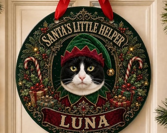 Personalized Pet Christmas Door Hanger, Custom Dog or Cat Photo Sign, Acrylic Holiday Door Decor, Pet Lover Christmas Gift