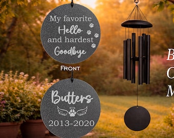 Dog Loss Wind Chime, My Favorite Hello Hardest Goodbye, Pet Memorial Wind Chime, Pet Sympathy Gift, Personalized Dog Memorial