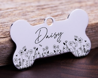 Personalized Bone Dog Tag – Engraved Stainless Steel Pet ID Name Tag