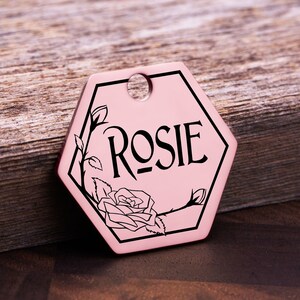 Personalized Hexagon Cat ID Tag, Custom Engraved Cat Tag, Stainless Steel Cat Collar Tag, Kitten Name Tag, Pet ID Tag, Cat Gift image 9