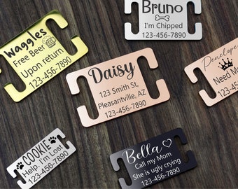 Slide on Dog tag • Dog Tag • Dog name tag • Personalized Dog Tags for Dogs • Silent Dog Tag • Custom Dog Tag • Dog Collar Tag • Pet Id Tags