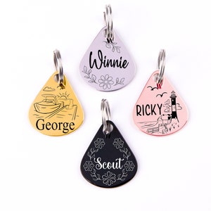 Dog Collar Tag Dog Tag Tear Drop Personalized Cat Tag Custom Cat Collar Tag Cat ID Tag Dog ID Tag Dog Name Tag Engraved Pet Tag Cat Name Tag