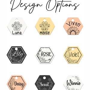 Personalized Hexagon Cat ID Tag, Custom Engraved Cat Tag, Stainless Steel Cat Collar Tag, Kitten Name Tag, Pet ID Tag, Cat Gift image 3