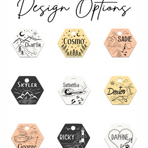 Personalized Hexagon Cat ID Tag, Custom Engraved Cat Tag, Stainless Steel Cat Collar Tag, Kitten Name Tag, Pet ID Tag, Cat Gift image 2