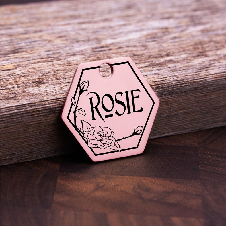 Personalized Hexagon Cat ID Tag, Custom Engraved Cat Tag, Stainless Steel Cat Collar Tag, Kitten Name Tag, Pet ID Tag, Cat Gift image 9