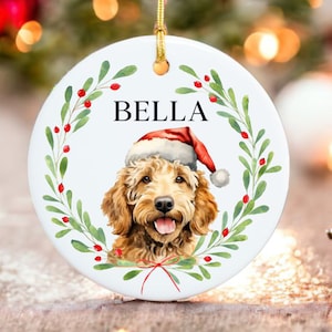 Golden Doodle Ornament - Dog Christmas Ornament - 100 different Breed Custom Ornament - Water Color Photo