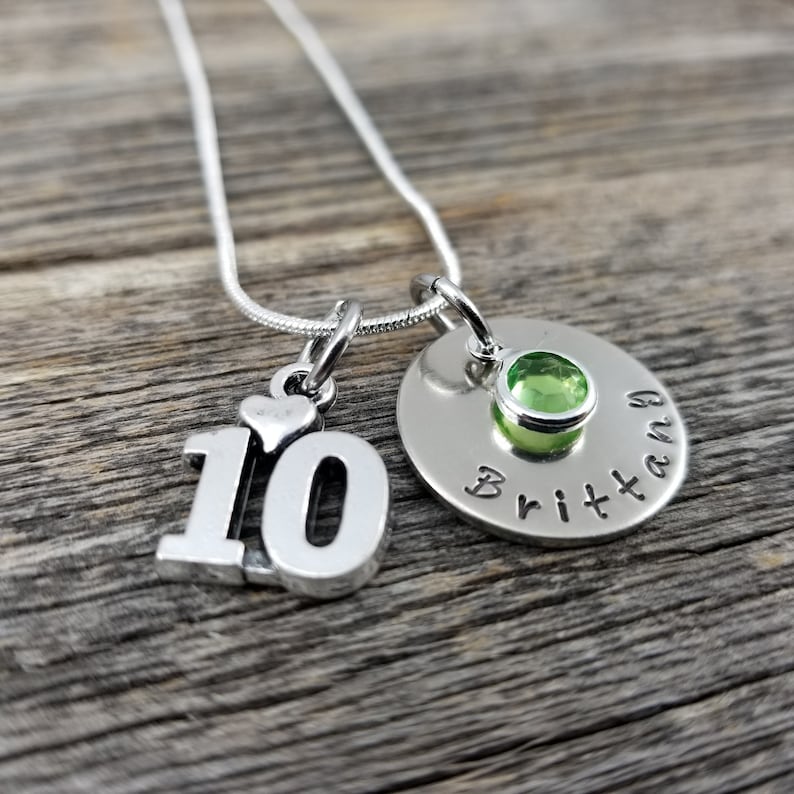 10th Birthday Necklace Gift for Girl Turning 10 Personalized Etsy