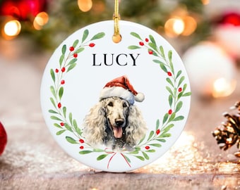 Poodle Ornament - Dog Christmas Ornament - 100 different Breed Custom Ornament - Water Color Photo