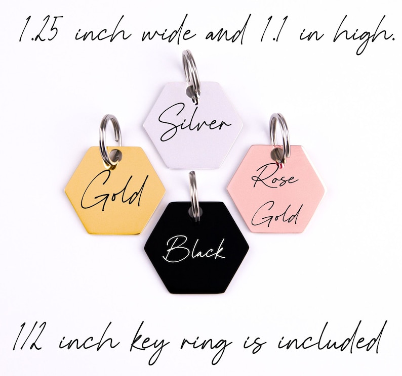Personalized Hexagon Cat ID Tag, Custom Engraved Cat Tag, Stainless Steel Cat Collar Tag, Kitten Name Tag, Pet ID Tag, Cat Gift image 6