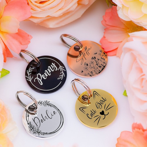 Cute Personalized Cat Collar Tag Custom Cat Tag Pet ID Tag Etsy
