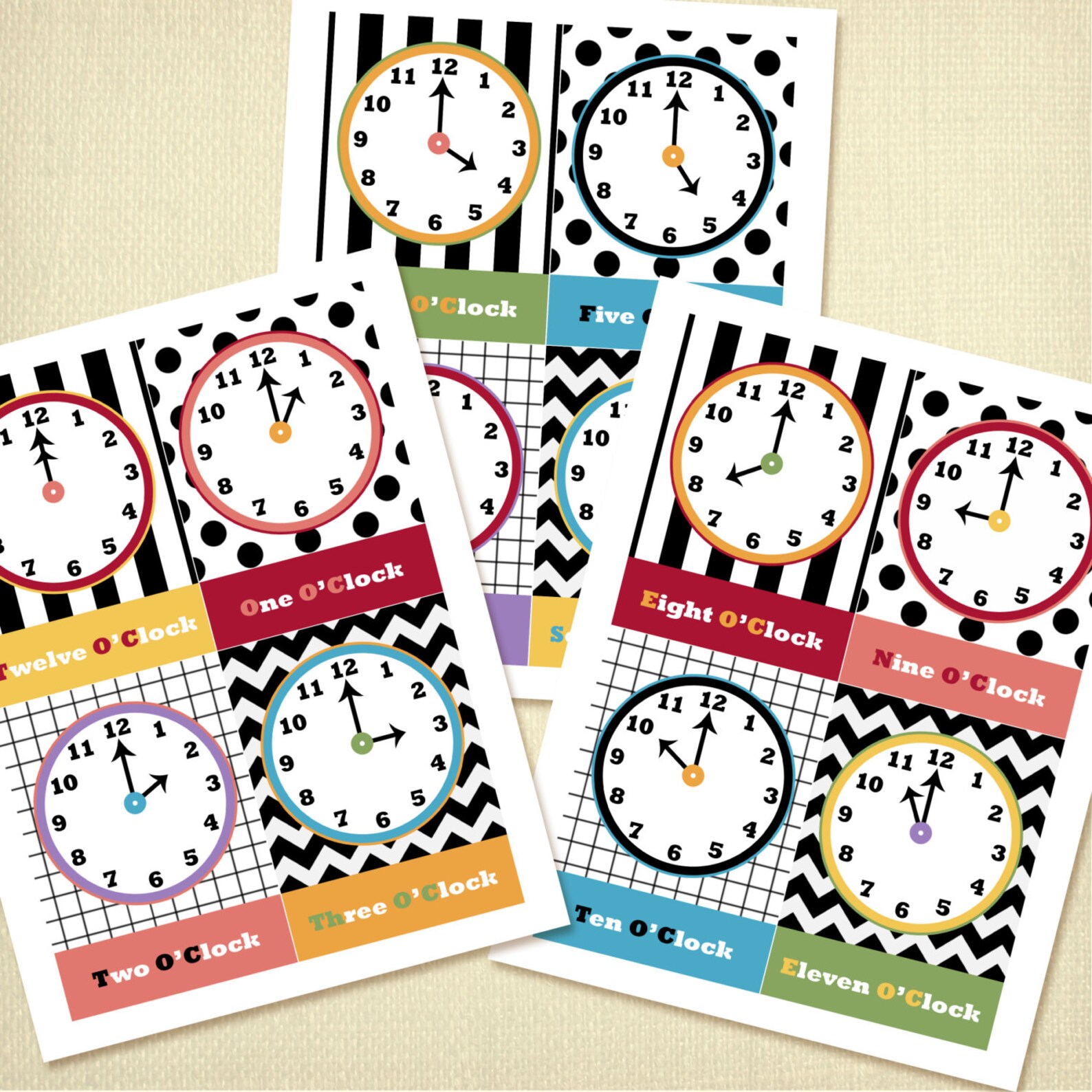 Instant Download Flash Cards Clock Flashcards Parent Etsy