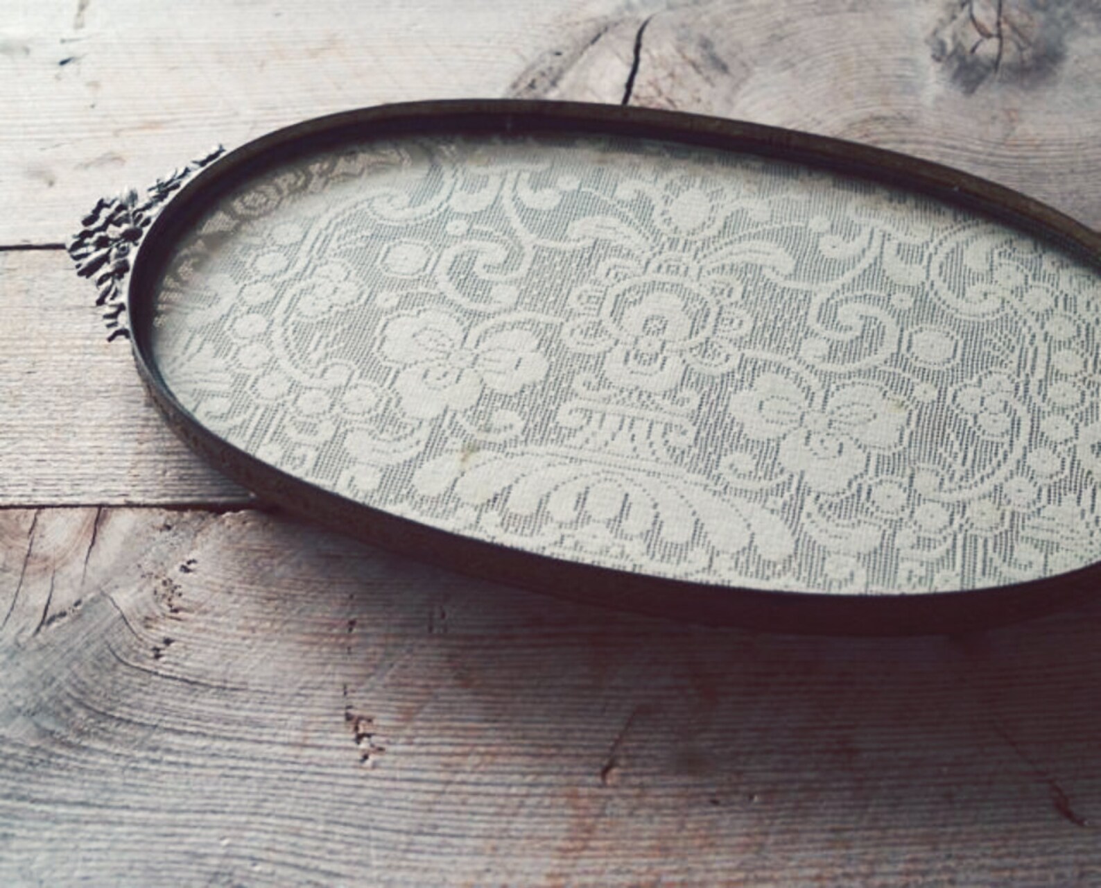 Victorian Era Oval Glass & Lace Vanity Tray Antique Dresser Etsy