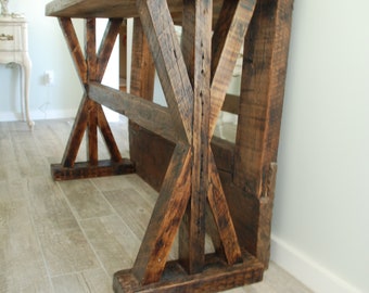 Reclaimed wood console table