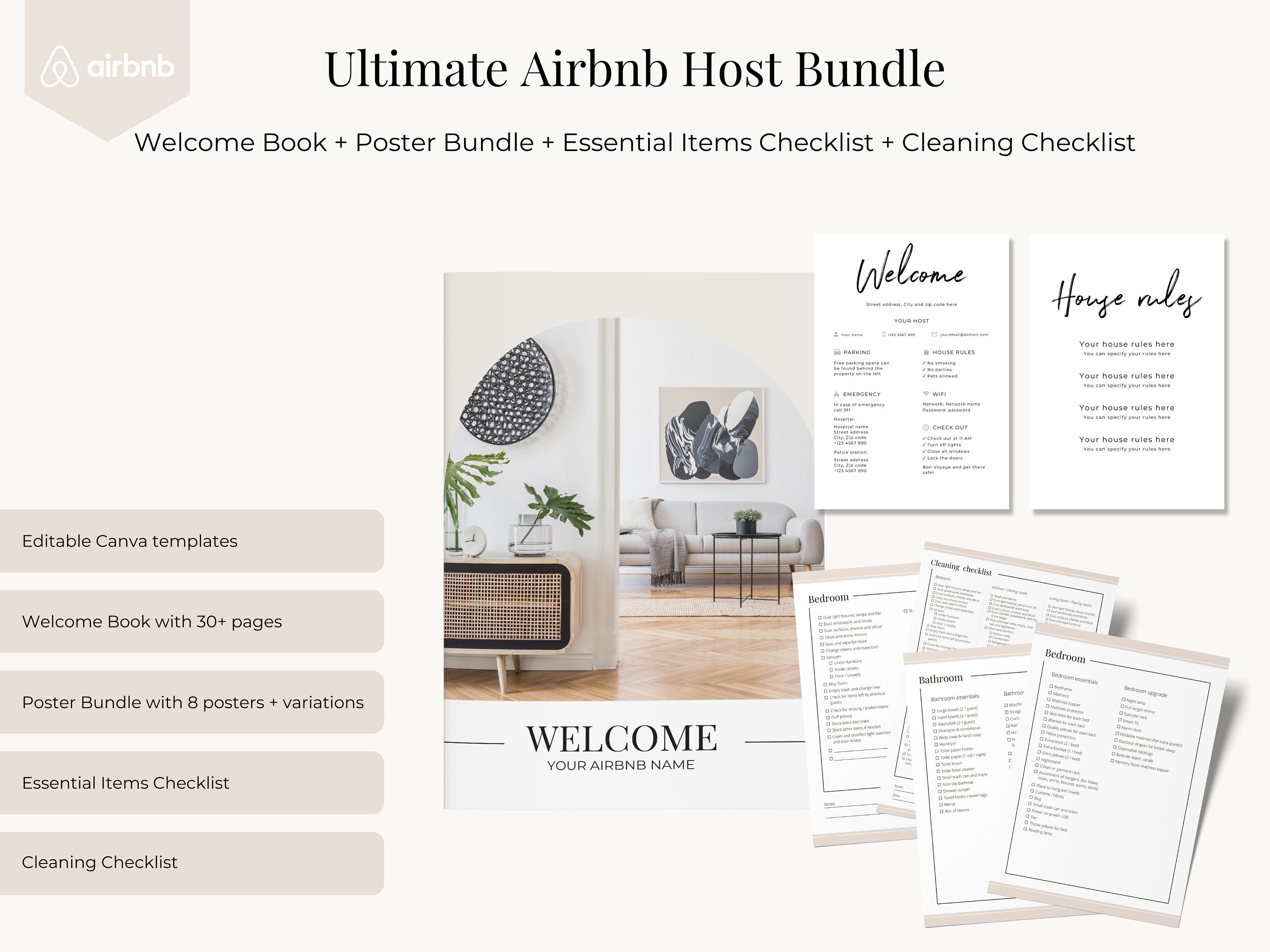 The Ultimate Airbnb Host Bundle Editable Canva and Google - Etsy