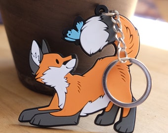 Fox and Butterfly PVC Keychain