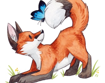 Fox and Butterfly Sticker