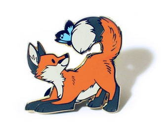 Fox and Butterfly Enamel Pin