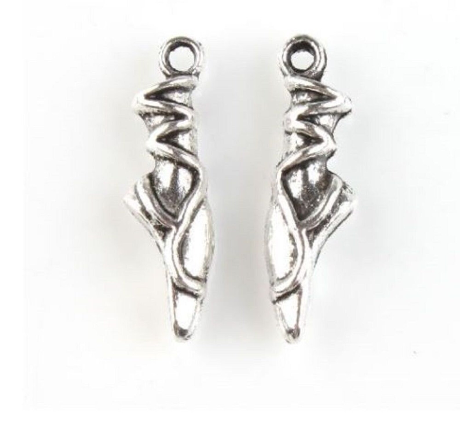 2 pcs ballet shoe charms, pointe shoe charms, silver ballet shoe charms, dance charms, ballet shoe pendant, usa ships quick
