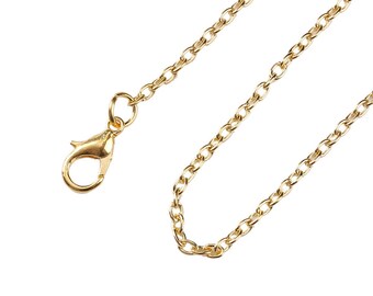1 Gold Chain Necklace, Oval Gold Plated Cable Chain , 18" necklace, Lobster claps, USA