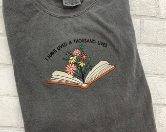 Book Lover Shirt || Embroidered Shirt || Book Shirt || Custom Shirt