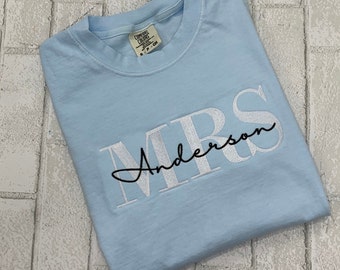 MRS Shirt || Embroidered Shirt || Bridal Shirt || Custom Shirt || Bride Gift || Custom Shirt || Wedding Gift || Fiance