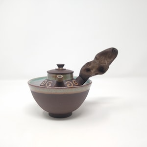 120ml "iridescent green" Kyusu and a matching cup