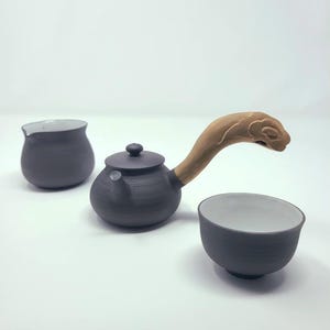 90ml &quot;Yún&quot; Black Kyusu with a pitcher and matching cup