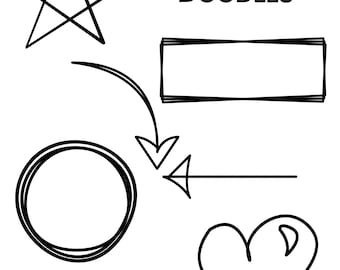 Rysowane ręcznie rysunki, kształty i ramki Clipart