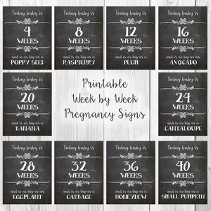 Every 4 Weeks Pregnancy Signs - 10 Printable Sings - INSTANT DIGITAL DOWNLOAD